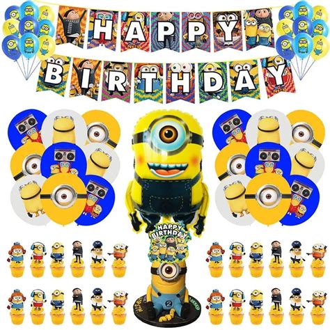 Set Decorativo Globos Con Banderin Y Toppers Minions Tu Fiesta A Un Click