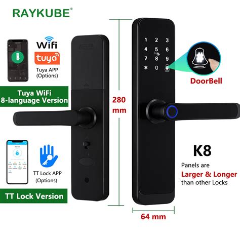 New Raykube K Tuya Wifi Smart Door Lock Tt Lock Fingerprint Lock