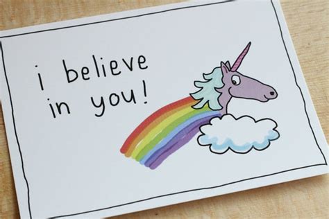 Cute I Believe In You Unicorn Positive Postcard A By Indieberries