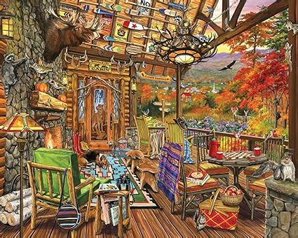 Amazon White Mountain Puzzles Autumn Porch Piece Jigsaw