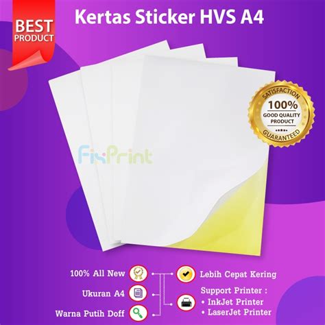 Jual Kertas Stiker Hvs A Sticker Label Paper Hvs A Doff Matte