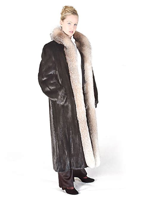 Ranch Mink Fur Coat Crystal Fox Trimmed Madison Avenue Mall Furs