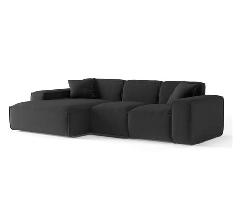 Ecksofa Designersofa CELES In Stoff Opera Velvet Petrol Ottomane Links