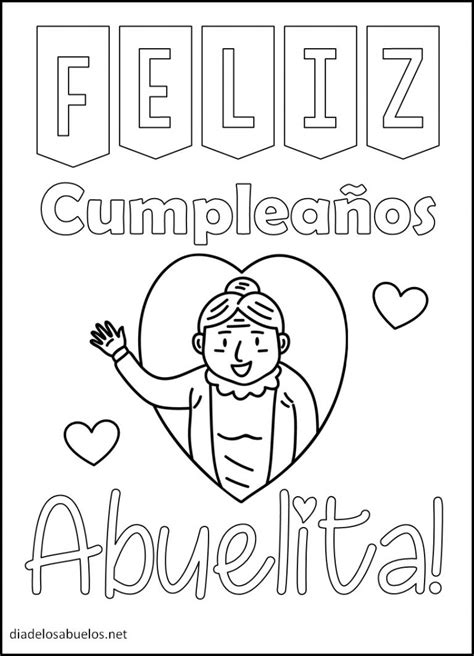 Feliz Cumpleanos Abuela Para Colorear