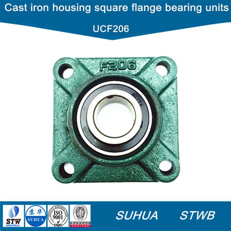 Cast Iron Housing Four Bolt Square Flange Ball Bearing Units Ucf