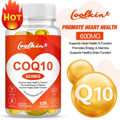 Coq10 Coenzyme Q10 600mg Vegetarian Gluten Free Promotes Cardiovascular Health Heart Health