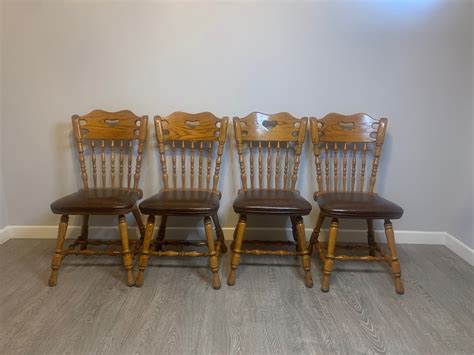 Vintage Dinaire Oak Dining Chair Set Of 4 With Natural Soft Etsy