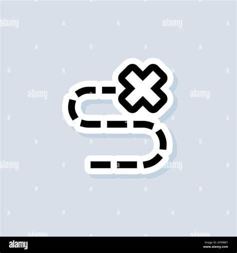 Treasure map hidden location marked sticker. Travel navigation line ...