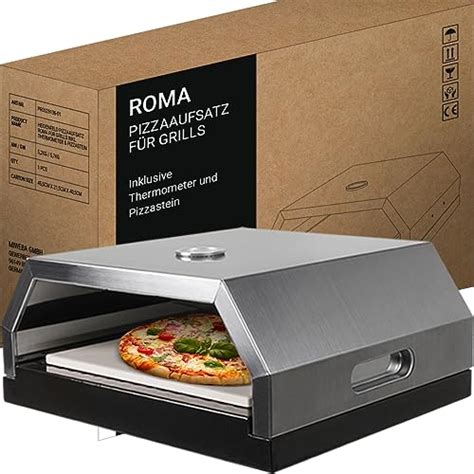 Heidenfeld Pizzaaufsatz Roma Grillaufsatz Pizzamaker Edelstahl