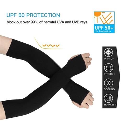 Upf 50 Sun Protection Cooling Arm Sleeves With Thumb Hole To Cover Arms