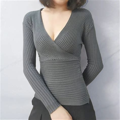 Colors Korean Fashion Sexy Deep V Neck Sweater Women S Pullover