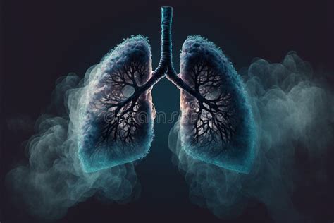 Lungs Full Of Smoke Lung Cancer Concept Stock Illustration