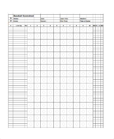 FREE 9+ Sample Baseball Score sheets in MS Word | PDF | Excel