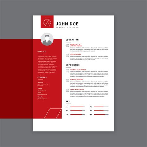 Graphic Designer Resume Red Vector 179854 Vector Art At Vecteezy