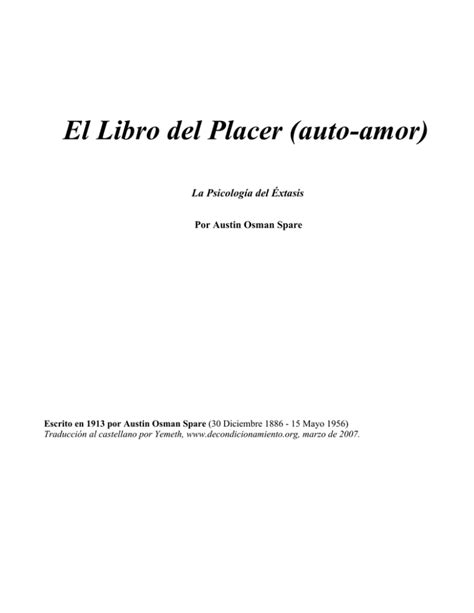 El Libro Del Placer Auto Amor