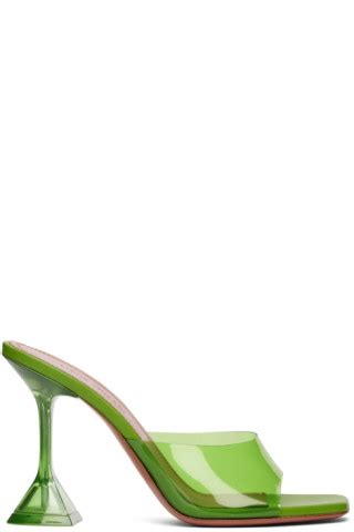 Amina Muaddi Green Lupita Heeled Sandals Ssense