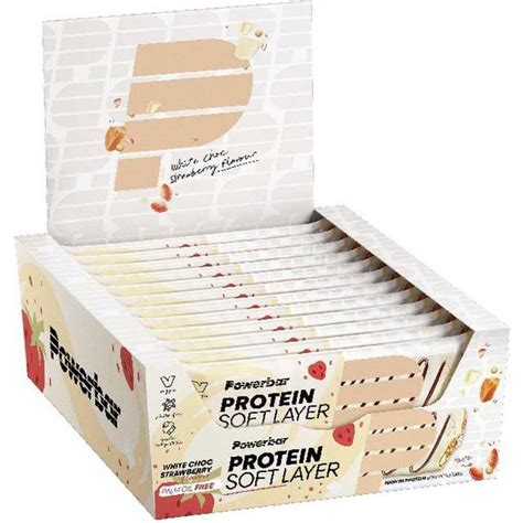 Powerbar Protein Soft Layer White Choc Strawbwerry 40g Protein Bars Box