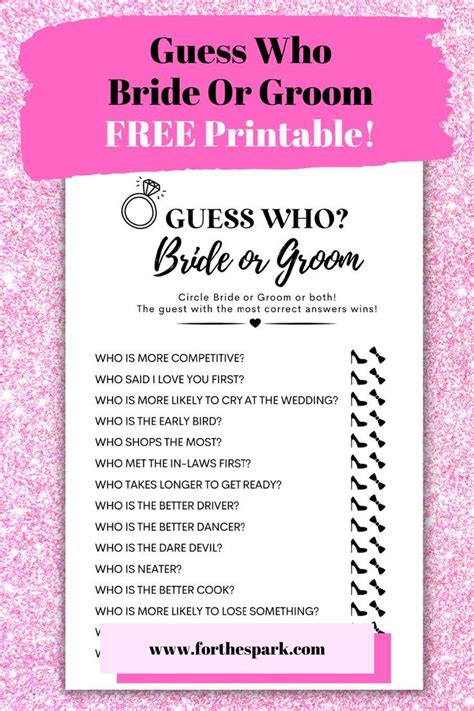 Free Printable Guess Who Bride Or Groom Game Printable Bridal Shower