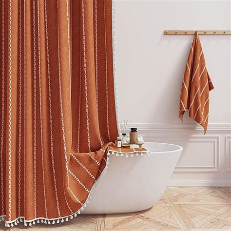 Amazon Bttn Boho Farmhouse Shower Curtain Linen Rustic Weighted