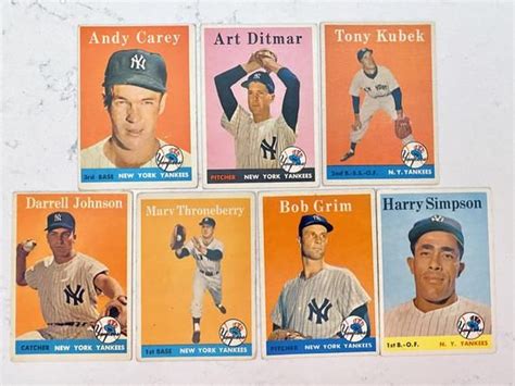 1958 Yankees Lot 7 Cards Topps Baseball Cards Tony Kubek Etsy