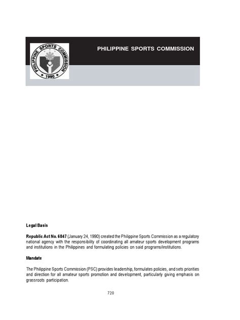 Philippine Sports Commission PSC | PDF | Sports | Philippines