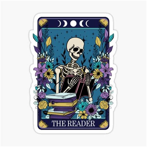 Funny Tarot Card With Skeleton The Reader Sticker For Sale By