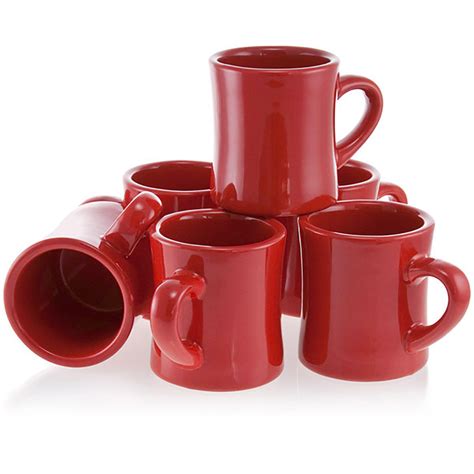 Vintage Diner Coffee Mugs Heavy Duty Set Red Mugs Vintage Diner