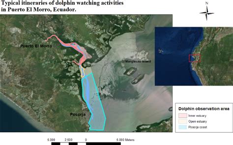 Map of typical itineraries of dolphin-watching activities within the ...