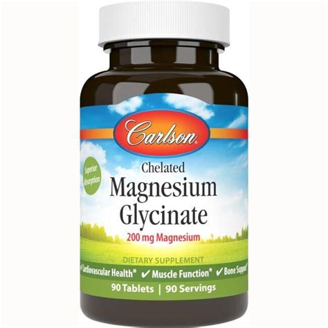 Carlson Chelated Magnesium Glycinate Mg Tabs Swanson