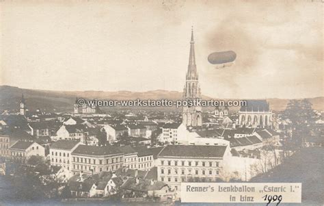 Linz Renners Lenkballon 1909 Wiener Werkstätte Postkarten