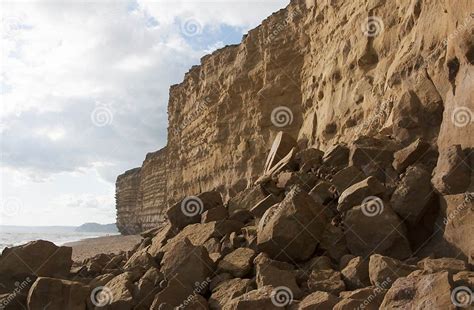 Rock Fall At Hive Beach On The Jurassic Coast Stock Image Image Of Crumbling Sand 24326935