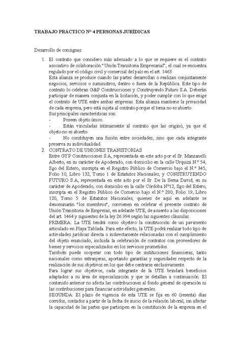 Trabajo Práctico N4 Personas Jurídicas TRABAJO PRÁCTICO N 4 PERSONAS