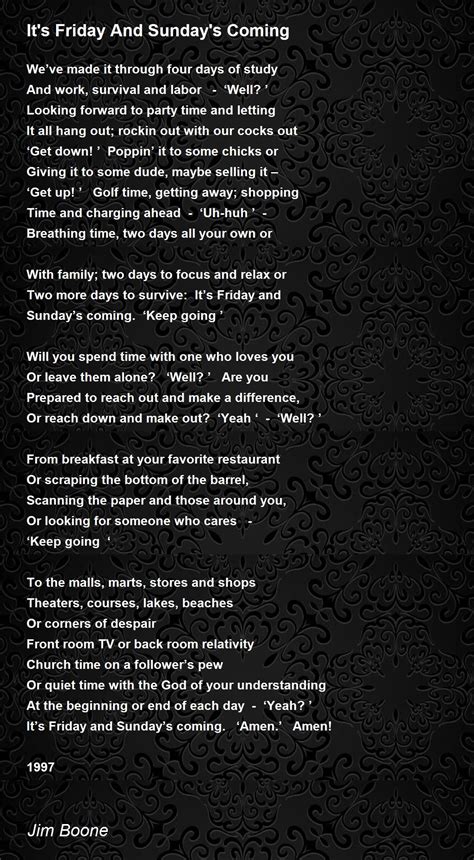 It's Friday And Sunday's Coming - It's Friday And Sunday's Coming Poem ...