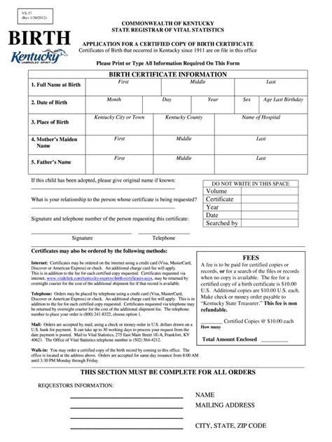 Kentucky Birth Certificate Application Complete With Ease Airslate Signnow