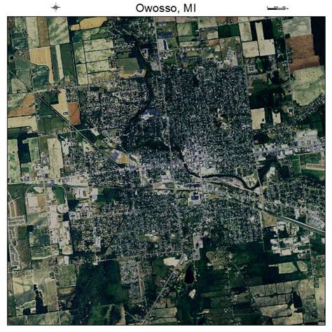 Aerial Photography Map of Owosso, MI Michigan