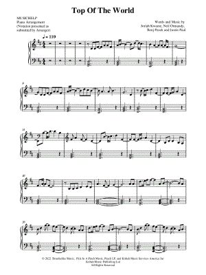 "Top of the World" Sheet Music - 17 Arrangements Available Instantly - Musicnotes