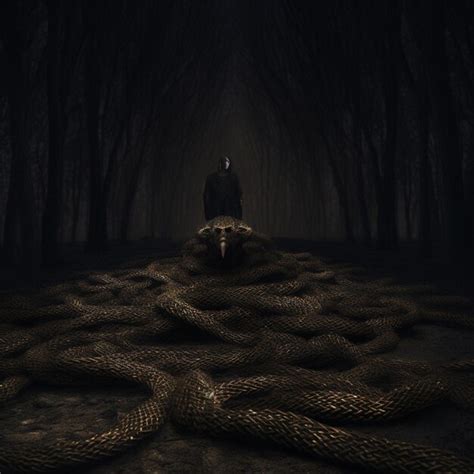 Premium Photo There Is A Man Standing On A Pile Of Snakes In The