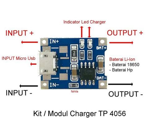 Kit Modul Tp4056 Charger Baterai 18650 Batre Li Ion Baterai Hp Tp4056