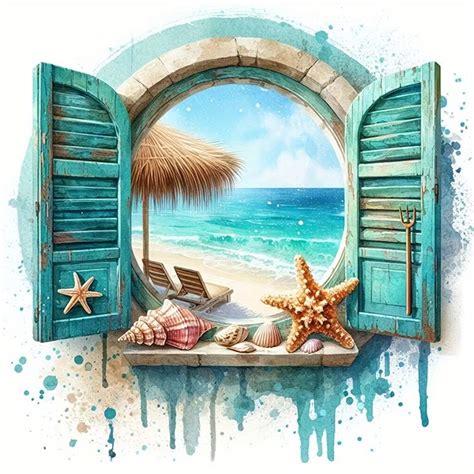 Temu｜starfish And Seashells Beach View 5d Diy Diamond Painting Kit 7