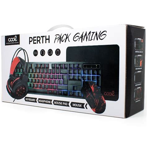 Cool Perth Pack Gaming Teclado Usb Auscultadores Rato Tapete