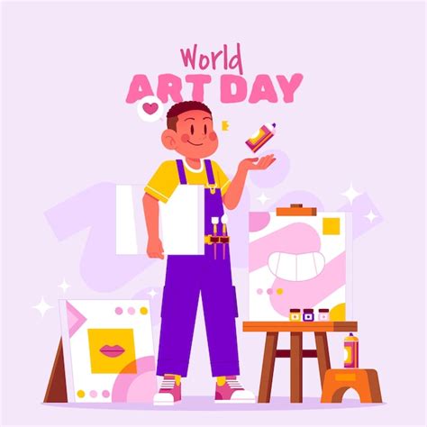 Ilustra O Do Dia Mundial Da Arte Plana Vetor Gr Tis