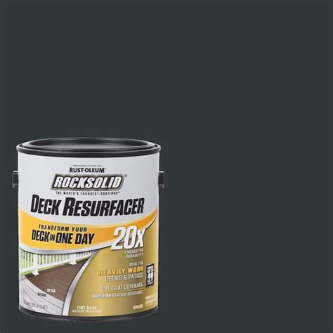 Rust Oleum Rocksolid 1 Gal Black Exterior 20x Deck Resurfacer 319361 The Home Depot