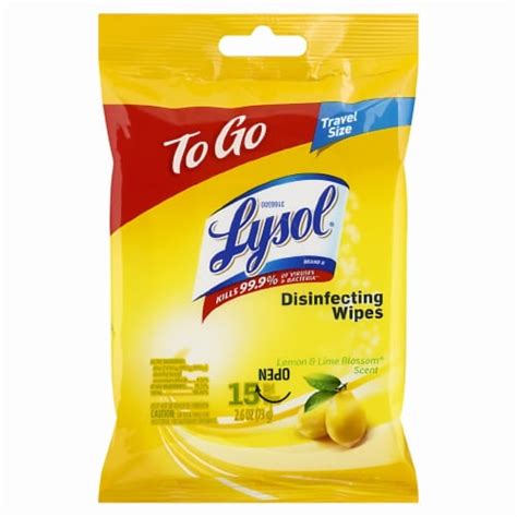 Lysol Disinfecting Wipes Lemon And Lime Blossom To Go Flatpack 15 Ct Pack Of 14 14 Pack Kroger