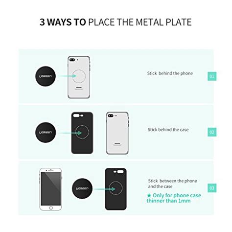 UGREEN Phone Magnet Metal Plate Replacement Magnet Sticker Adhesive For