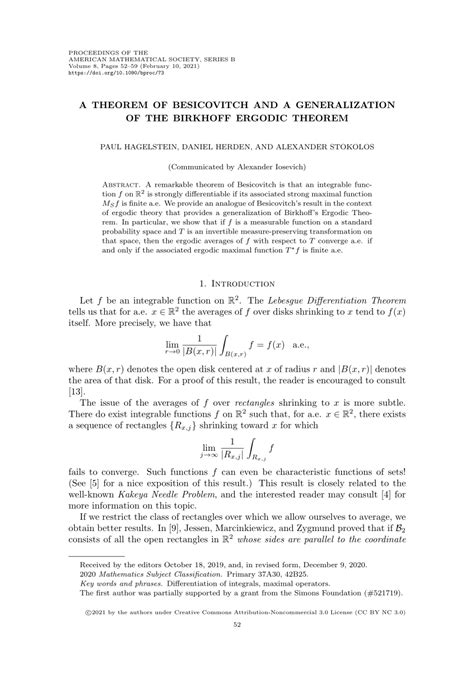 Pdf A Theorem Of Besicovitch And A Generalization Of The Birkhoff