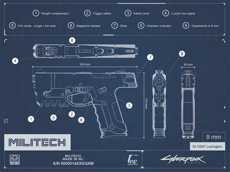 Cyberpunk 2077 CD Projekt RED Blue Blueprints Weapon Concept Art