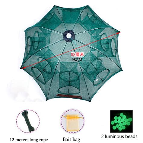 Holes Automatic Fishing Net Nylon Foldable Catch Fish Trap For