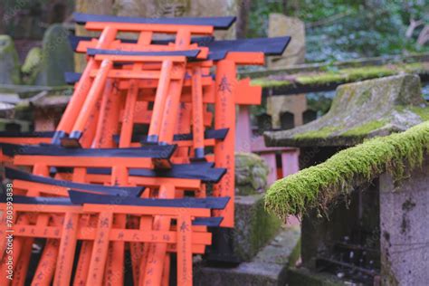 Red Pagodas And Gates Up The Mountain In Fushimi Inari Taisha Shinto