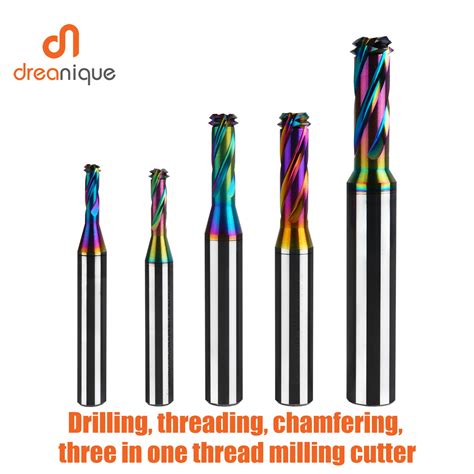 Dreanique 1pc ISO Solid Carbide Thread End Mill Metric 60 Degrees M1 6