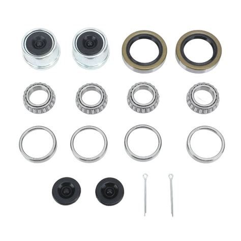 2 Sets Boat Trailer Axle Hub Wheel Bearing Kit Grease Seals 1 98in Dust Caps Fit For 11 16in